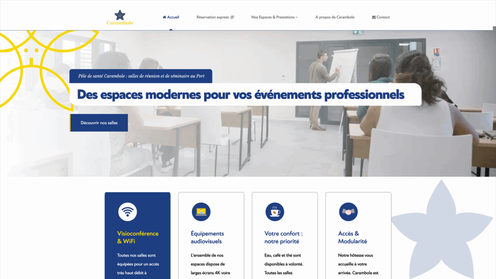 Site vitrine du ôle de santé Carambole : page d'accueil
